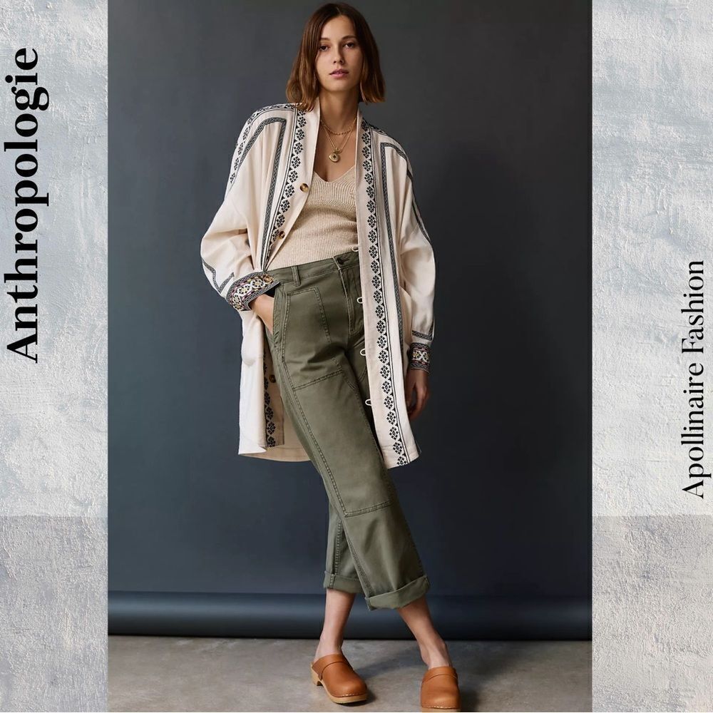 ANTHROPOLOGIE AVERY EMBROIDERED SMALL EUC